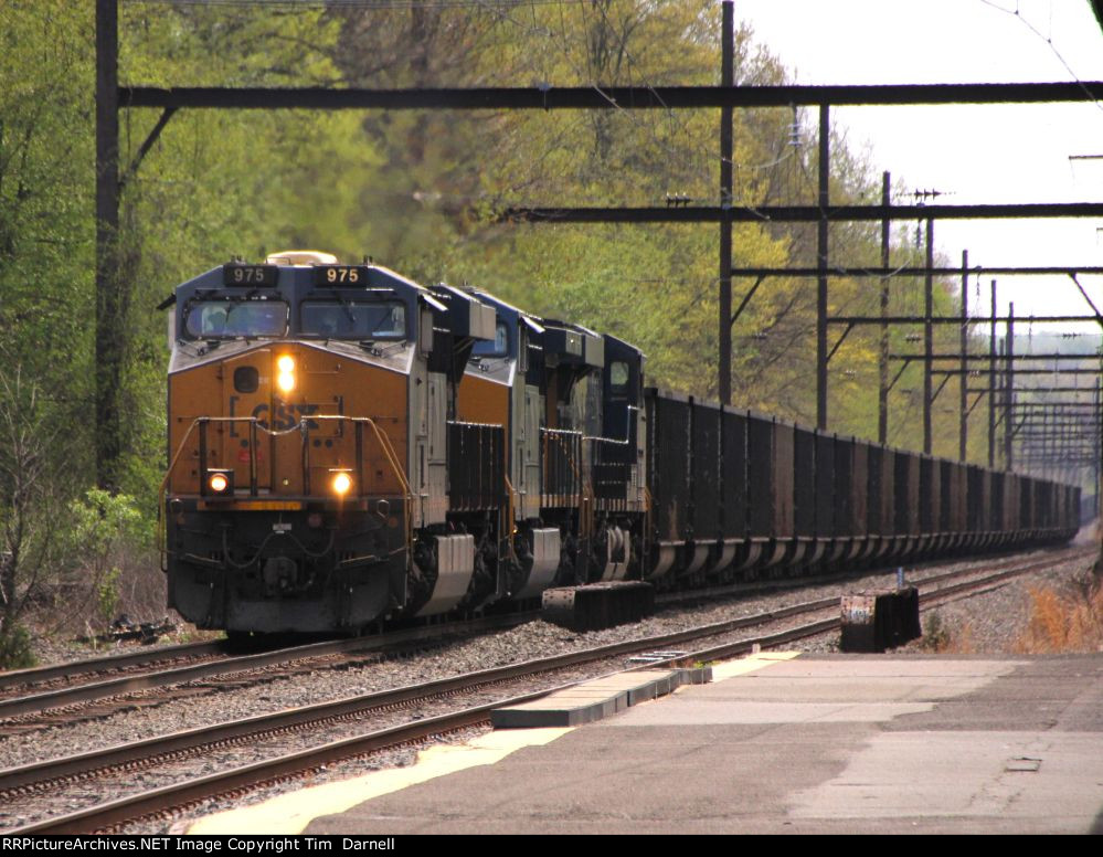 CSX 975 leads E748 empty coal train